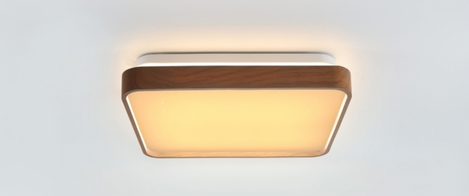 Plafon Opus LED Timber Amadeirado 24 watts 3000K Bivolt Difusor Leitoso 400x400mm OPS 39596
