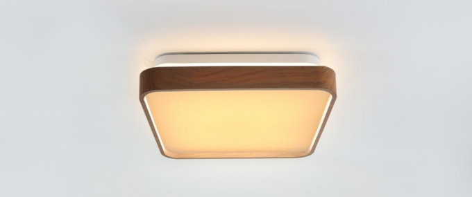 Plafon Opus LED Timber Amadeirado 12 watts 3000K Bivolt Difusor Leitoso 280x280mm OPS 39589