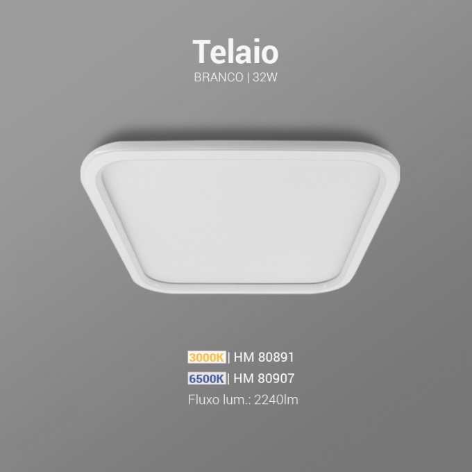 Plafon Opus LED Telaio 32 watts 3000K Bivolt 400x400mm Branco OPS 80891