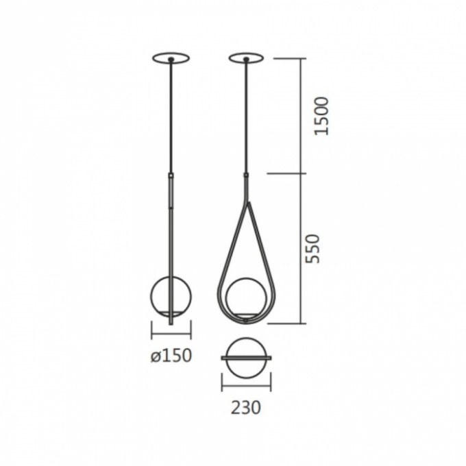 Pendente Spotline Gota Globo Ø120mm 1L E27 150X230X550mm 779/1 