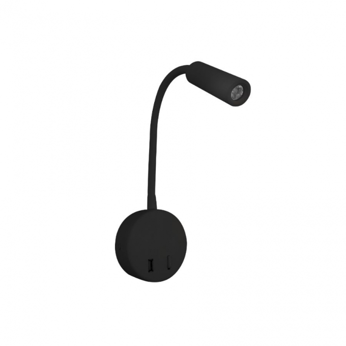 Arandela Opus Mamba Flexível Preto 3 watts 3000K Bivolt Ø90x250x36mm OPS 38834