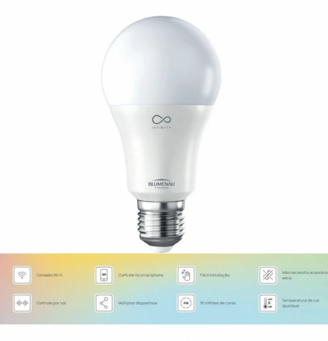 Bulbo LED Smart Light Infinity 9 watts RGB Wifi Alexa Google Blumenau 60029004