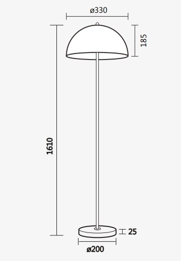 Coluna Spotline Power 1L E27 Alumínio Ø330x1600mm 853/1
