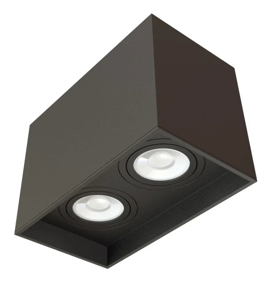 Spot Sobrepor Duplo Preto Box Moon 2L Dicróica 180x100x120mm 1060641