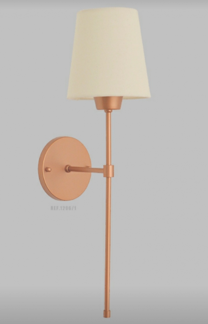 Arandela Tocheiro 1L E27 550mm Cúpula Tecido FG Iluminação 1206/1