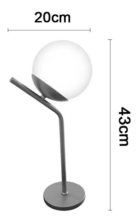 Abajur Angular 1L G9 430mm Globo Ø140mm FG Iluminação 1000/1