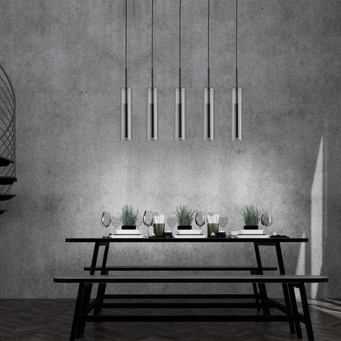 Pendente Casual Light Studioluce Hilton Preto 1L Dicróica Ø70x430mm PD1432PT