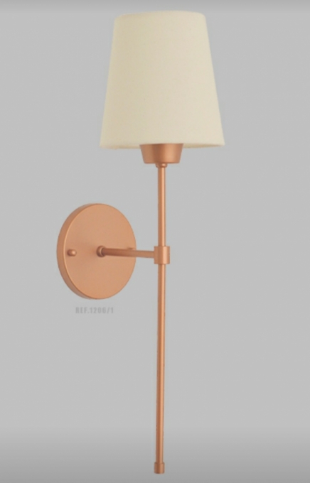 Arandela Tocheiro 1L E27 550mm Cúpula Tecido FG Iluminação 1206/1