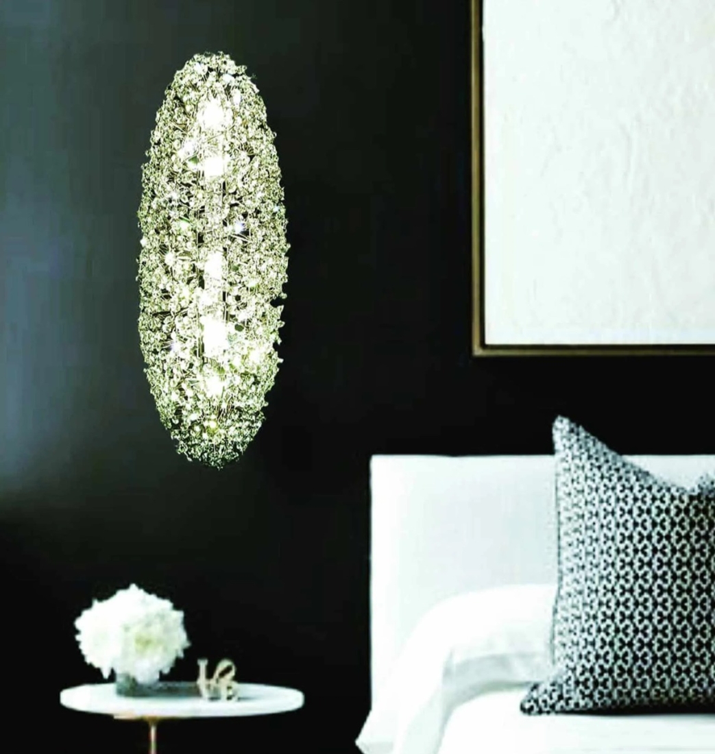 Arandela Artesanal Lampluz Zeppelin Metal e Cristal 5L G9 600x200mm 