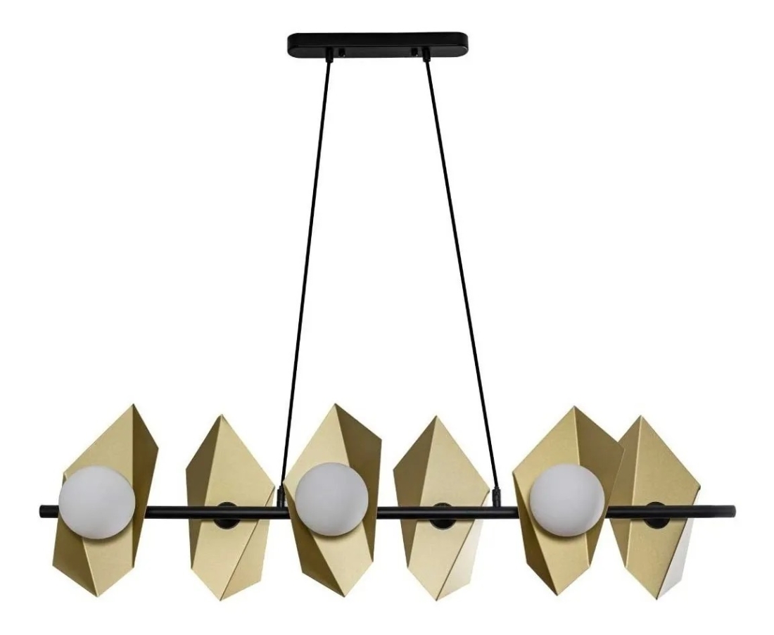 Pendente Starlux Floki Dourado e Preto 6L G9 Ø1000mm GH-004
