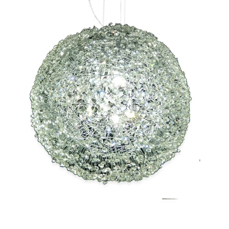 Pendente Artesanal Lampluz Ninho Metal e Cristal 6L G9 Ø600mm PDC 100.60