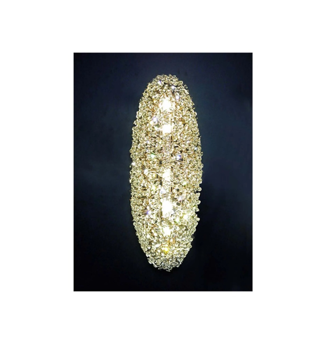 Arandela Artesanal Lampluz Zeppelin Metal e Cristal 5L G9 600x200mm 