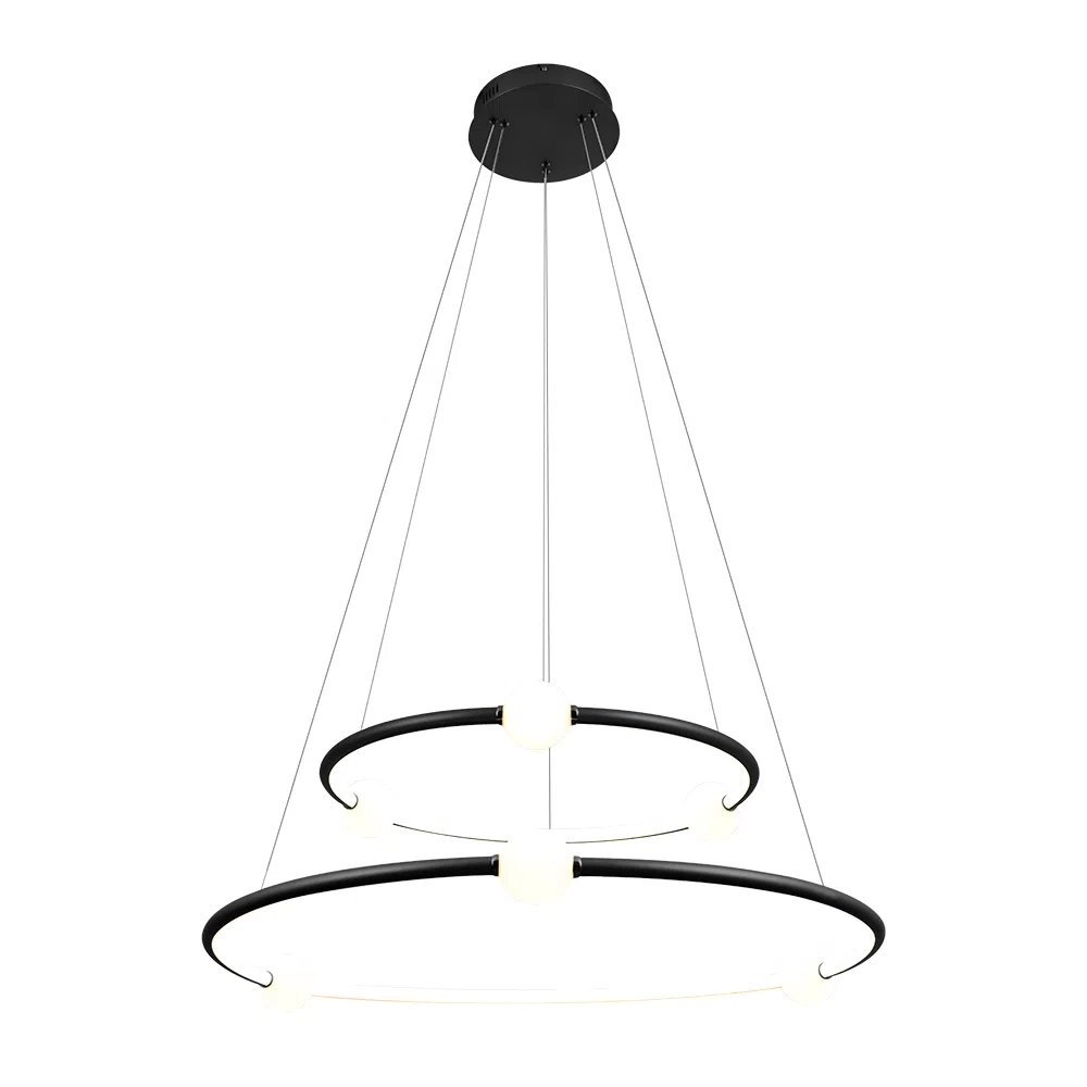 Pendente Bella Nébula Preto 80 watts 3000K Ø870/640mm DW005LB