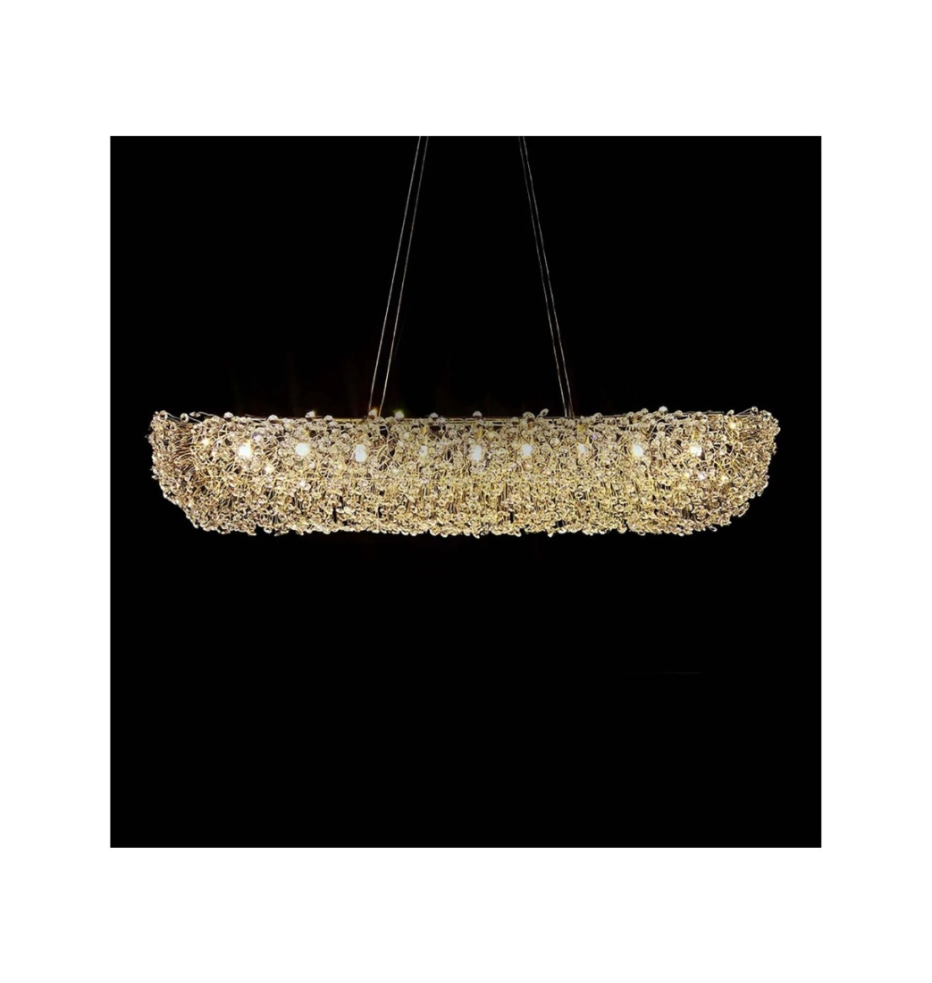 Pendente Artesanal Lampluz Ninho Retangular Cristal 10L G9 1000x400x300mm PDC 100.140