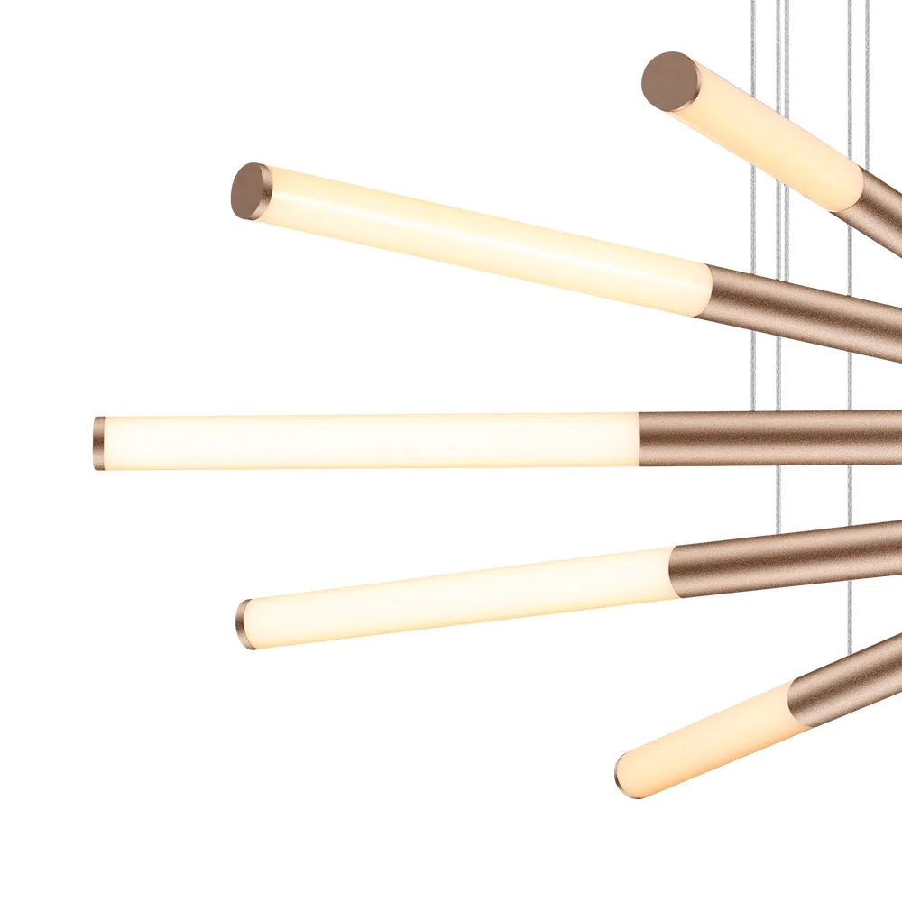 Pendente Bella Palito Dourado 72 watts 2700K Ø900mm CD014