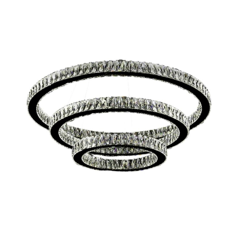 Pendente Sindora Cristal e Dourado 90 watts Multitemperatura Anéis Ø600/400/200mm DCD00732