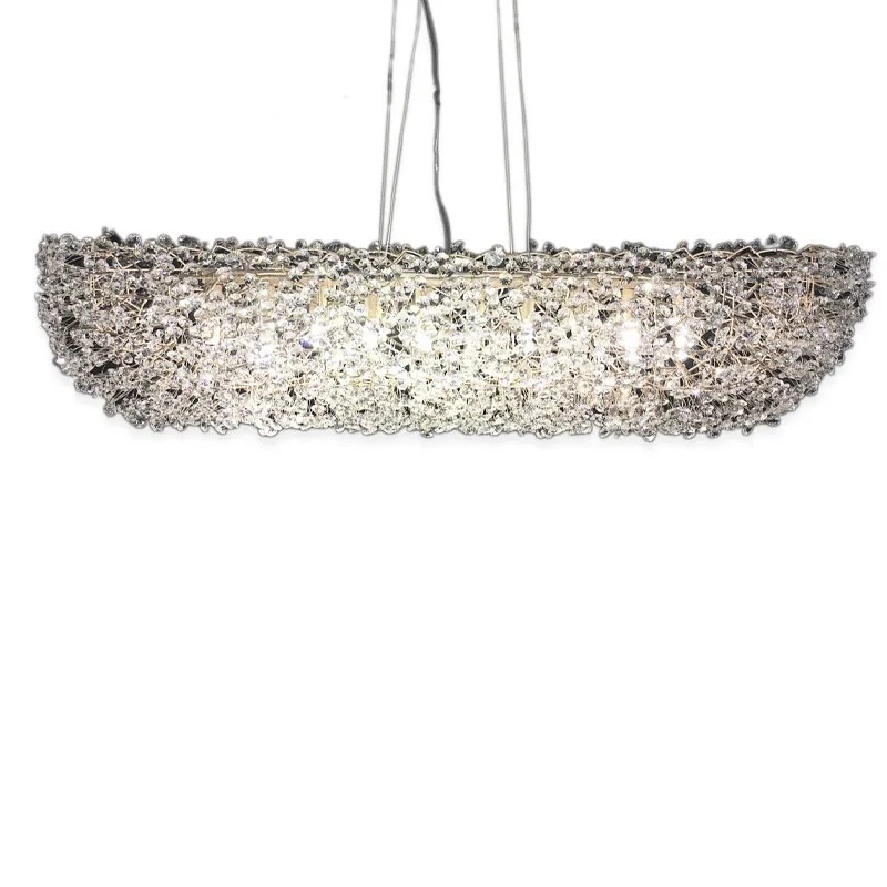 Pendente Artesanal Lampluz Ninho Retangular Cristal 10L G9 1000x400x300mm PDC 100.140