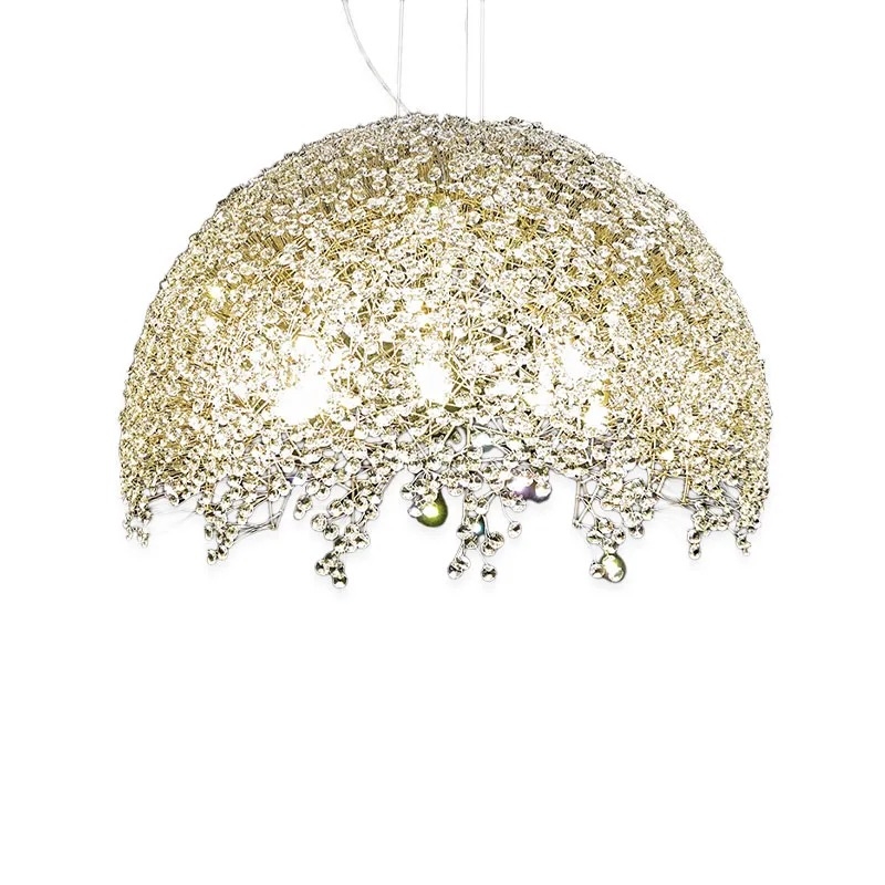 Pendente Artesanal Lampluz Meia Cúpula Cristal 4L G9 Ø400x220mm MEA40