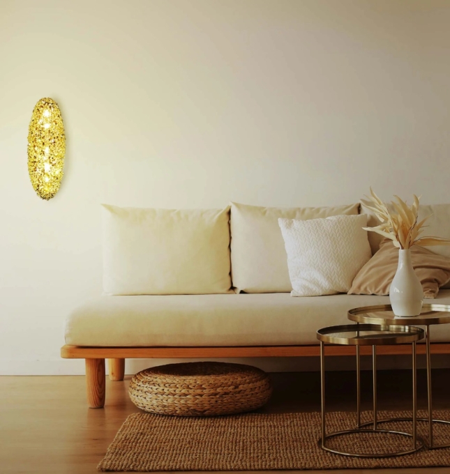Arandela Artesanal Lampluz Zeppelin Metal e Cristal 5L G9 600x200mm 