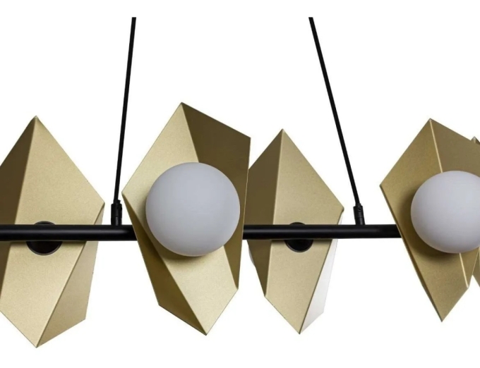 Pendente Starlux Floki Dourado e Preto 6L G9 Ø1000mm GH-004