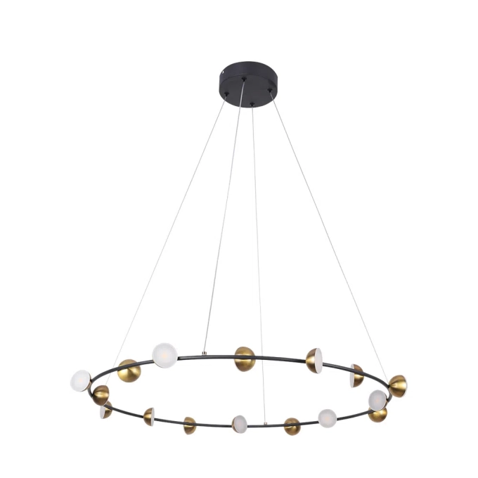 Pendente Bella Graviola Dourado e Preto 48 watts 3000K Ø600x57mm DS001