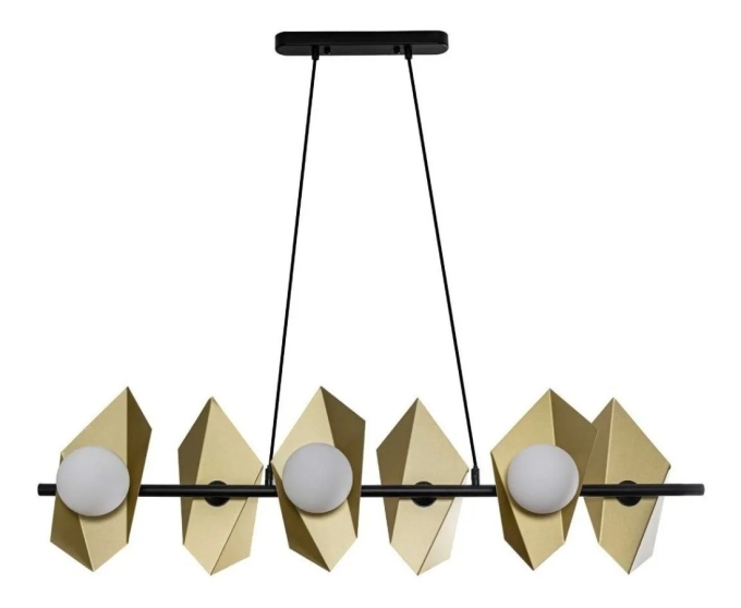 Pendente Starlux Floki Dourado e Preto 6L G9 Ø1000mm GH-004
