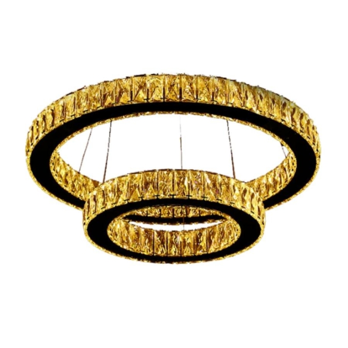 Pendente Sindora Cristal e Dourado 66 watts Multitemperatura Anéis Ø500/300mm DCD00733