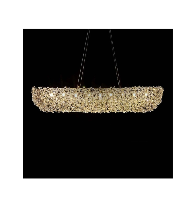 Pendente Artesanal Lampluz Ninho Retangular Cristal 10L G9 1000x400x300mm PDC 100.140