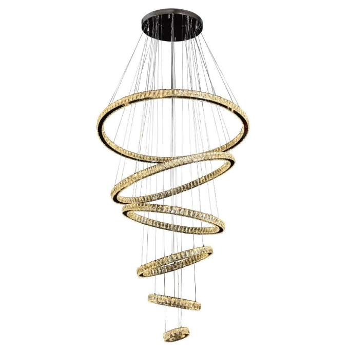 Pendente Sindora Anéis Cristal 165 watts 6000K Ø1200mm DCD00702