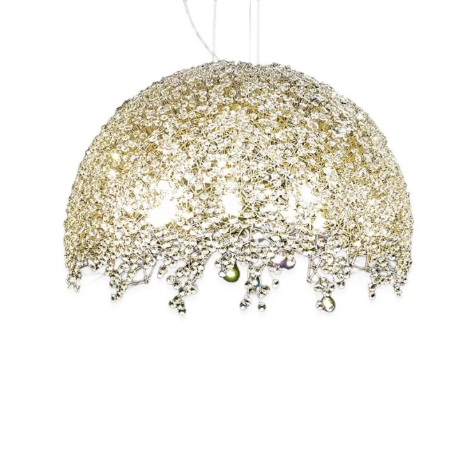 Pendente Artesanal Lampluz Meia Cúpula Cristal 4L G9 Ø400x220mm MEA40