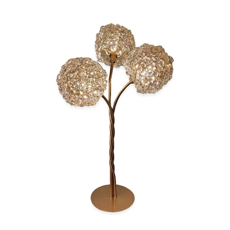 Abajur Artesanal Lampluz Iris Metal e Cristal 3L G9 Ø400x650mm 