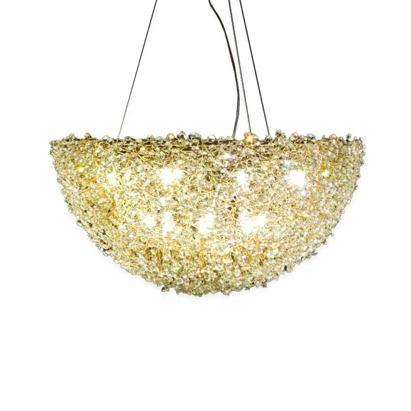 Pendente Artesanal Lampluz Tazza Metal e Cristal 16L G9 Ø800mm Tazza80