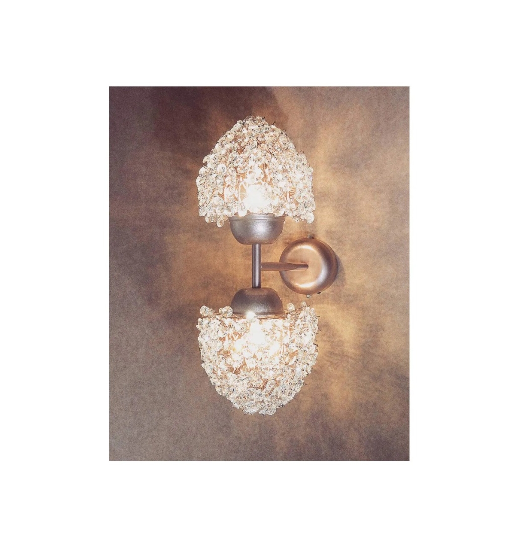 Arandela Artesanal Lampluz Estela Duo Metal e Cristal 2L G9 300x150mm 
