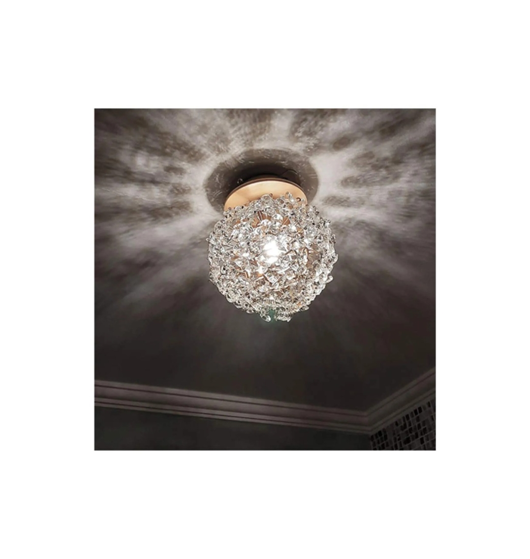 Plafon Artesanal Lampluz Iris Metal e Cristal 1L G9 Ø150mm 