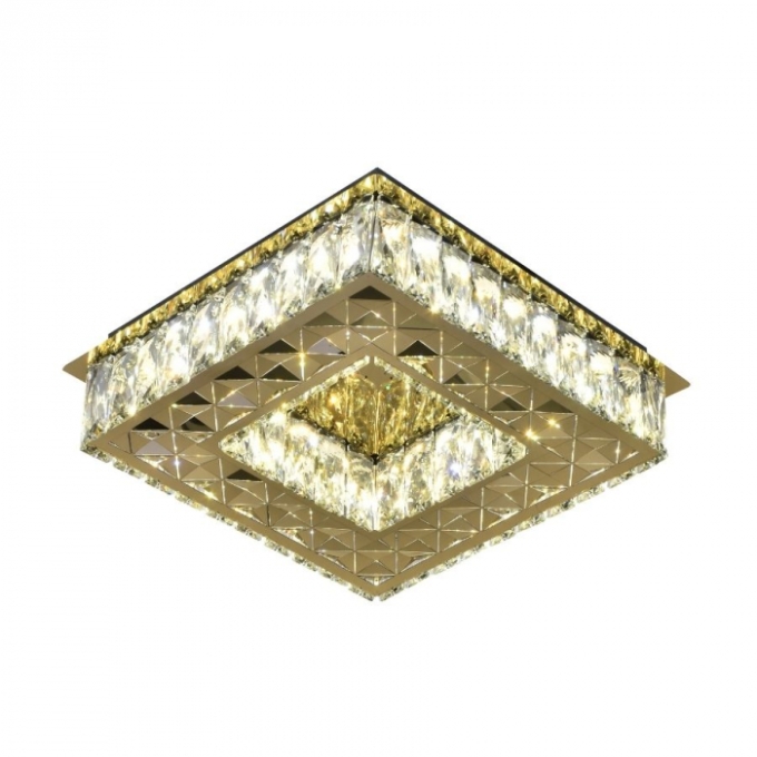 Plafon Sindora Cristal e Metal Dourado 28 watts 3000/4000/6000K Bivolt 350mm DCX00195