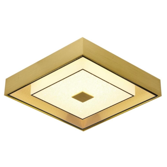 Plafon Sobrepor Sindora Dourado com Mini Cristais 16 watts 3000K 340x340mm DCX015062