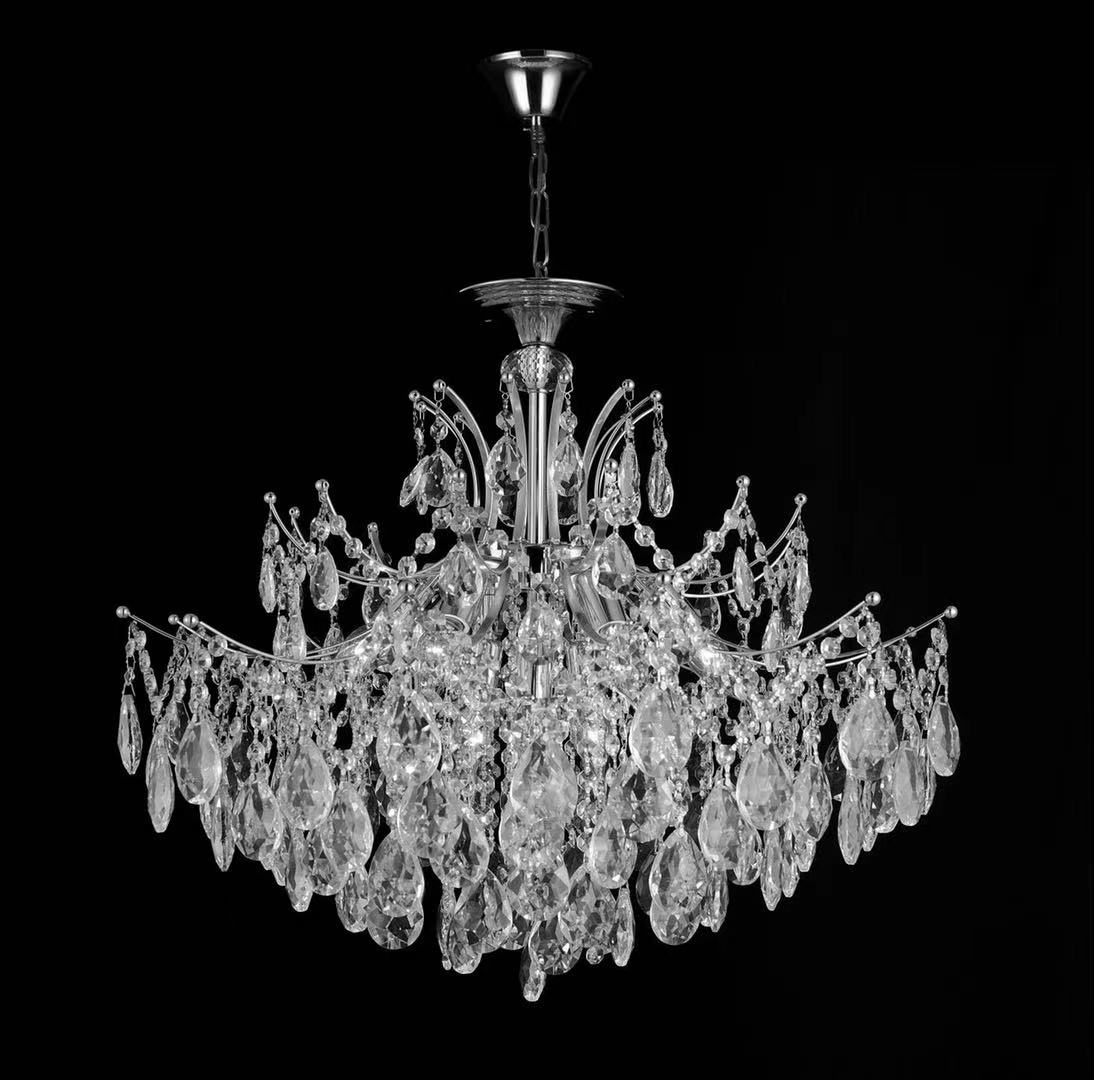 Pendente Sindora Metal Cromado e Cristal Transparente 6L E14 Ø600x550mm DCD00439