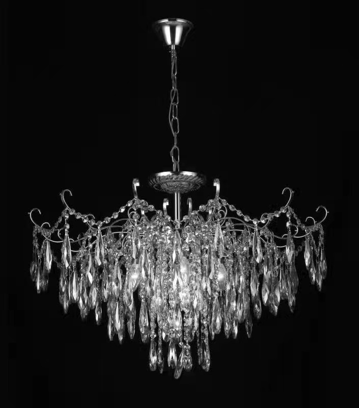 Pendente Sindora Metal Cromado e Cristal Transparente 9L E14 Ø780x520mm DCD00430
