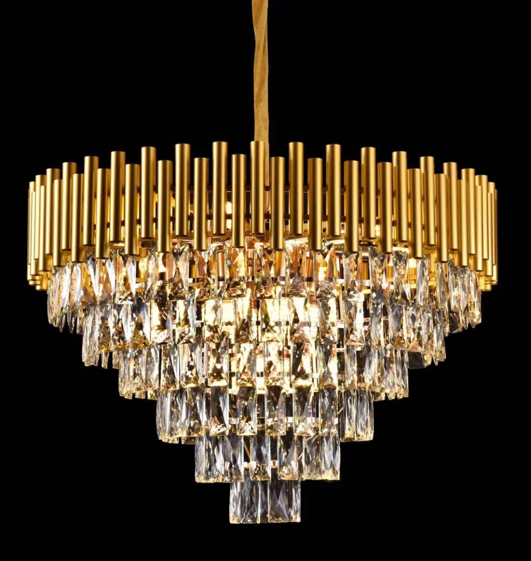 Pendente Sindora Metal Dourado e Cristal Transparente 15L E14 Ø720x430mm DCD00454