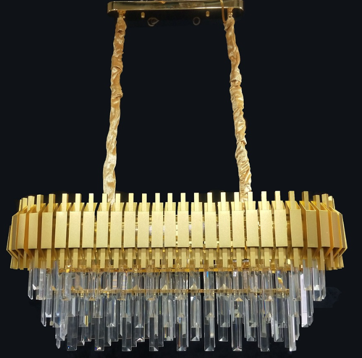 Pendente Sindora Metal Dourado e Cristal Transparente 10L E14 Ø800x330x300mm DCD00450