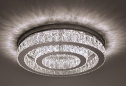 Plafon DNA Lustres Aliança Slim Metal Cromado e Cristal 31 watts 3000K Ø500/300mm PLAF-ALR50-2