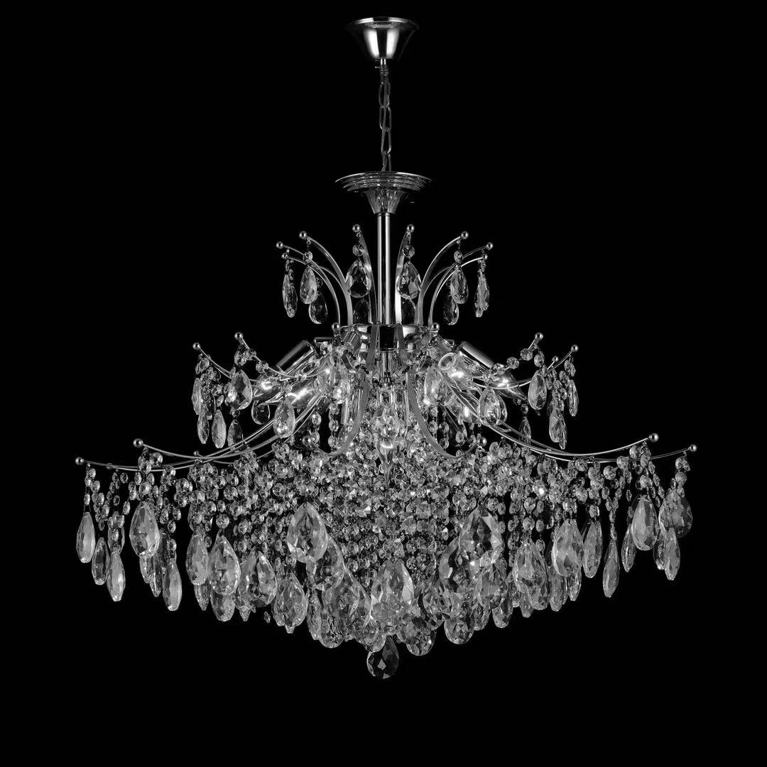 Pendente Sindora Metal Cromado e Cristal Transparente 9L E14 Ø800x650mm DCD00440