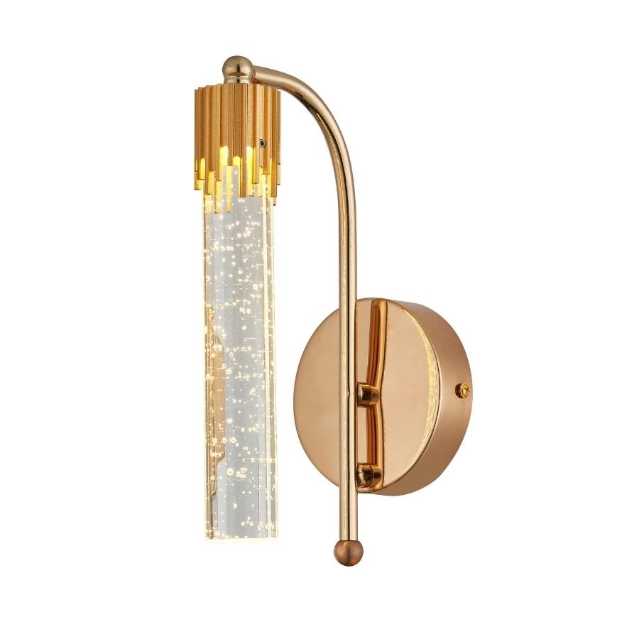 Arandela Sindora Metal Dourado e Cristal 5 watts 3000K Ø240x100mm QB05123