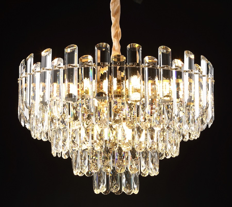 Pendente Sindora Metal Dourado e Cristal Transparente 11L E14 Ø550x360mm DCD00463