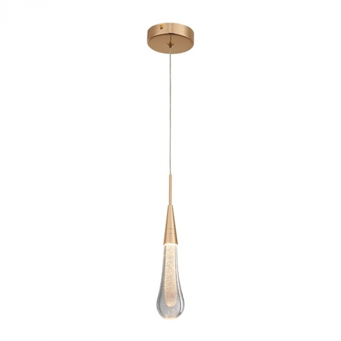 Pendente Sindora Metal Dourado e Cristal 5 watts 3000K Ø50x200mm DCD02104