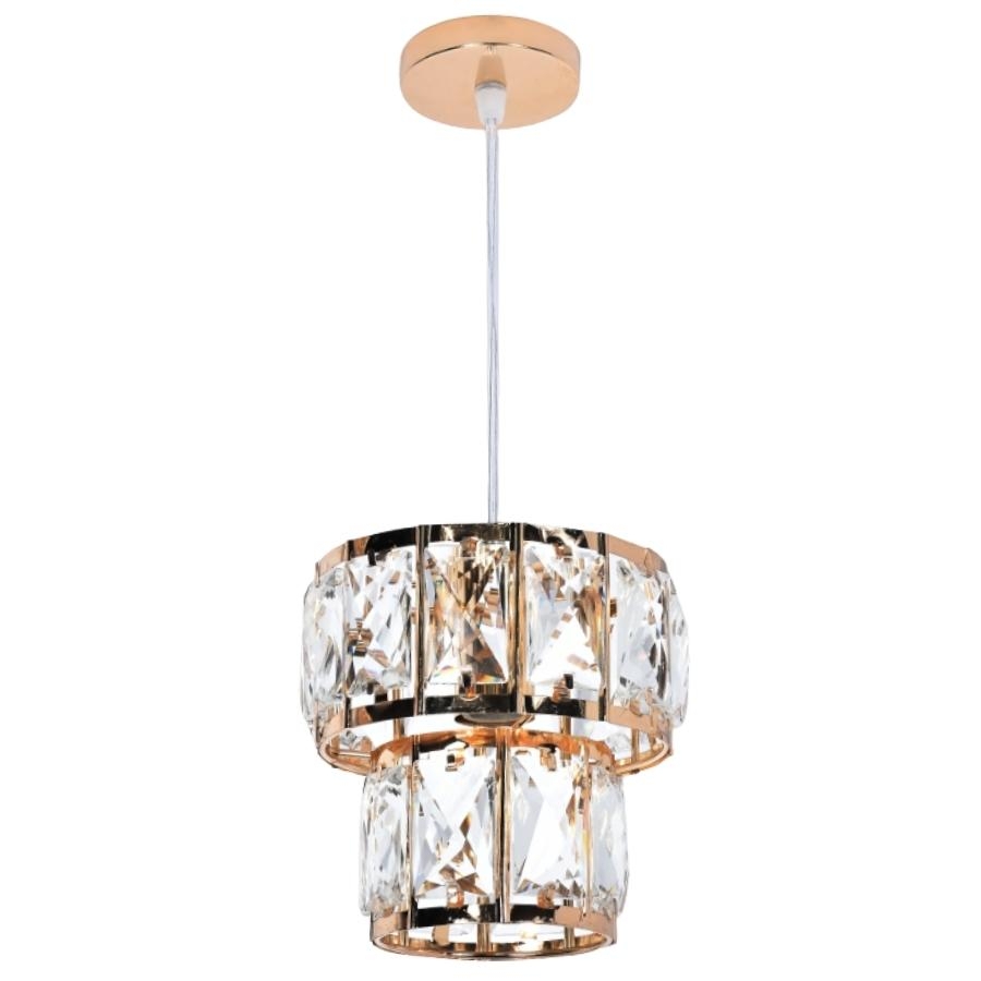 Pendente Sindora Metal Dourado e Cristal 1L E14 Ø150x150mm QD05157