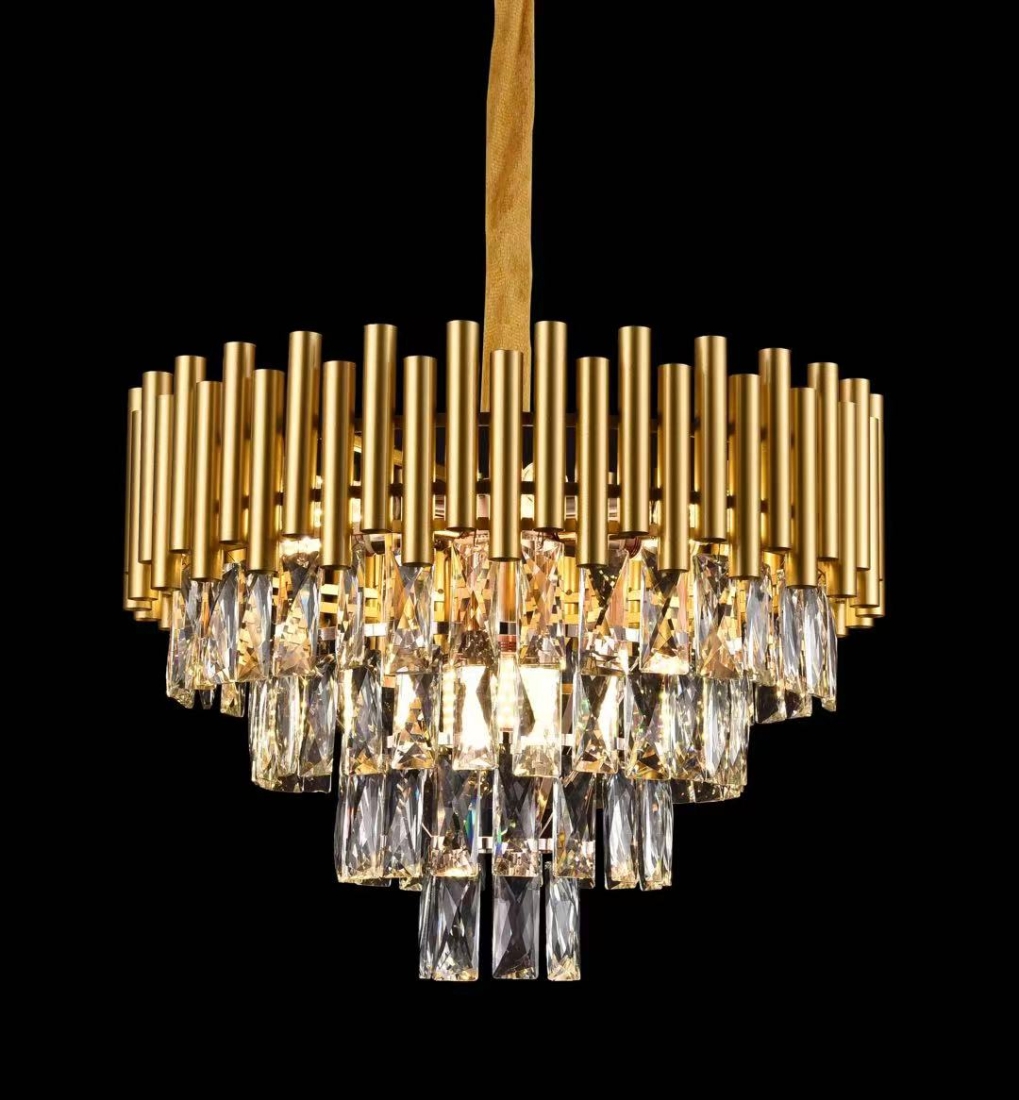 Pendente Sindora Metal Dourado e Cristal Transparente 9L E14 Ø520x330mm DCD00453