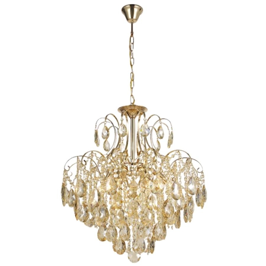 Pendente Sindora Metal Dourado e Cristal Âmbar 6L E14 Ø600x680mm DCD00410