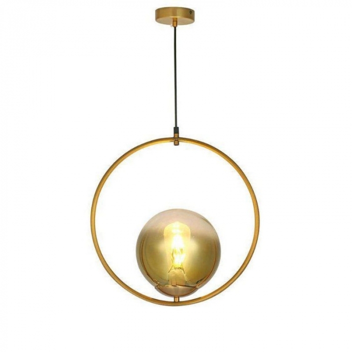 Pendente Sindora Metal Dourado Vidro Dourado 1L E27 Ø500mm DCD02012