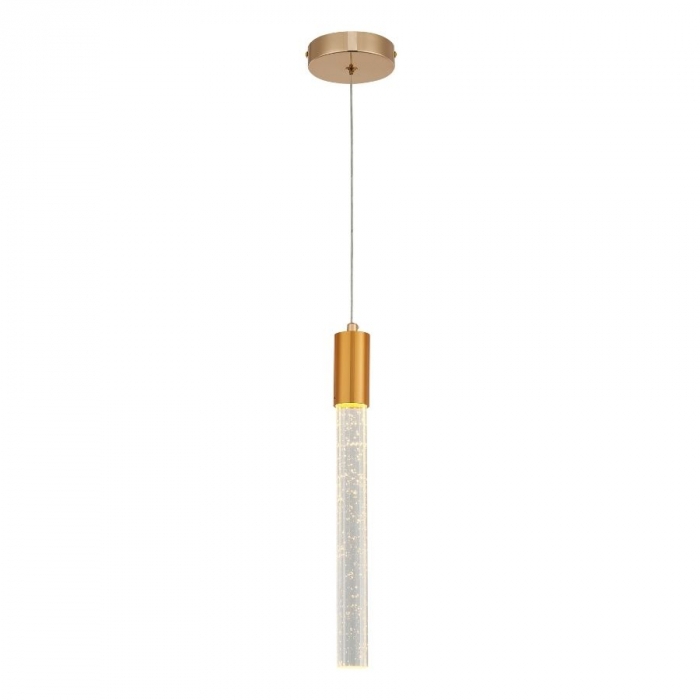 Pendente Sindora Metal Dourado e Cristal 5 watts 3000K Ø35x360mm QD05124